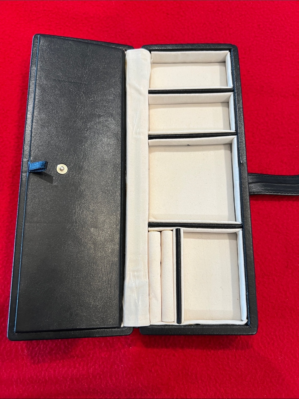 Black Leather Jewelry Organizer Case Hard Shell Storage - Picture 7 of 12